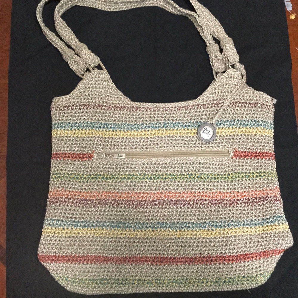 The Sak Cambria rainbow crochet shoulder bag
